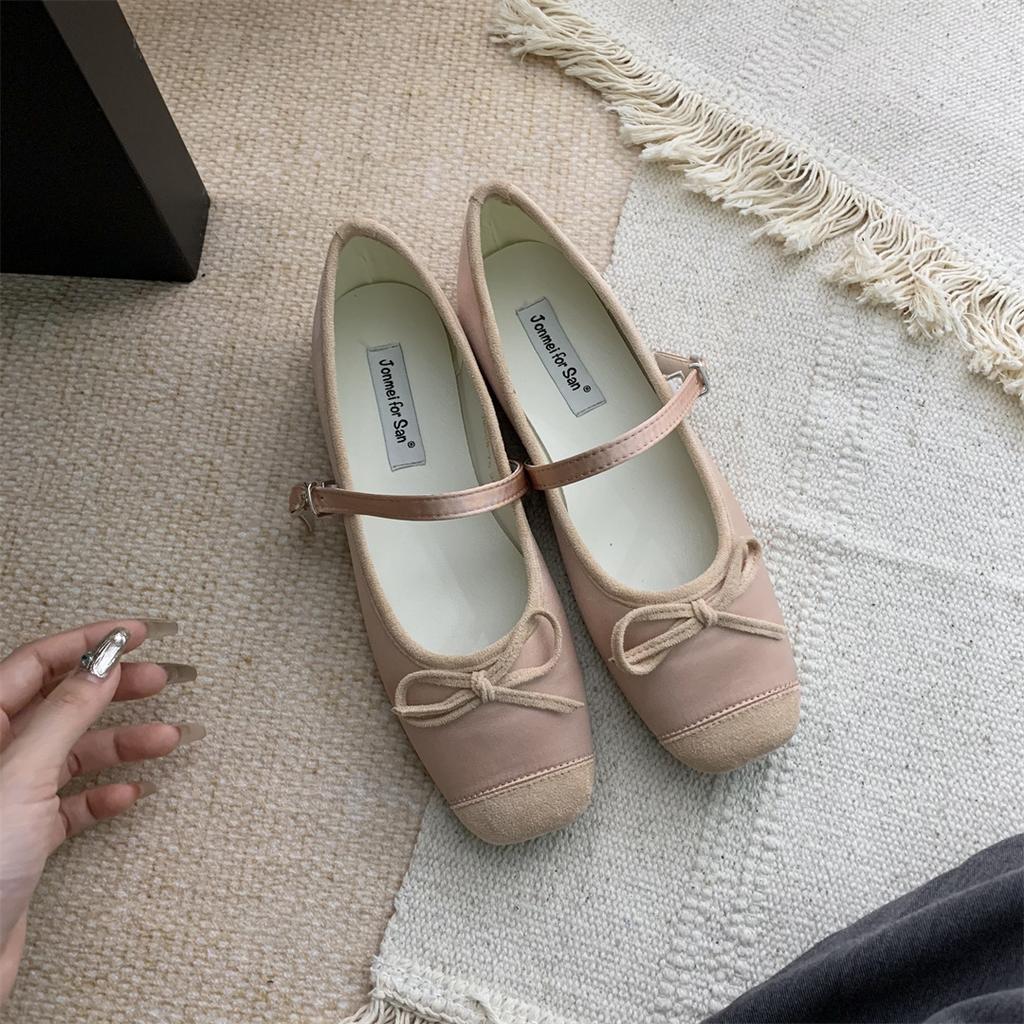 Модные женские балетки Bailamos, модные цветные балетки из мягкой кожи, 2025, квадратный носок, бант, низкий каблук, туфли с мелким вырезом, повседневная обувь Mu