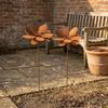Cast Iron Flower Garden Stake Weathered Rust Finish Flower Yard Art Decor Rustic Plant Stakes  Yard