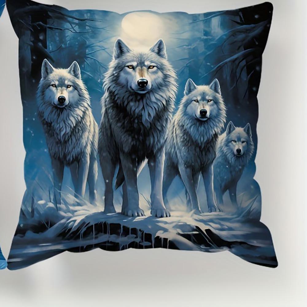 1/4Pcs Wolf Patterned Pillowcases For Cozy Nights Sofa Cushion Cover Home Bedroom Room Decoration