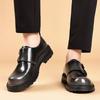 Fashionable Retro Men's Polished Big Toe Leather Shoes Autumn Men Buckle Comfortable Thick Soled Casual Shoes Mengke Trendy Shoe