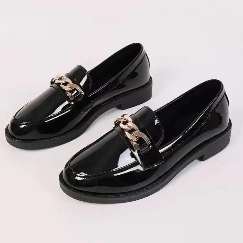 Модные туфли SIZE42 Oxford, женские мокасины 2024, кожаные туфли на плоской подошве с цепочкой, модные туфли на плоской подошве для девочек, весенние туфли на плоской подошве для женщин
