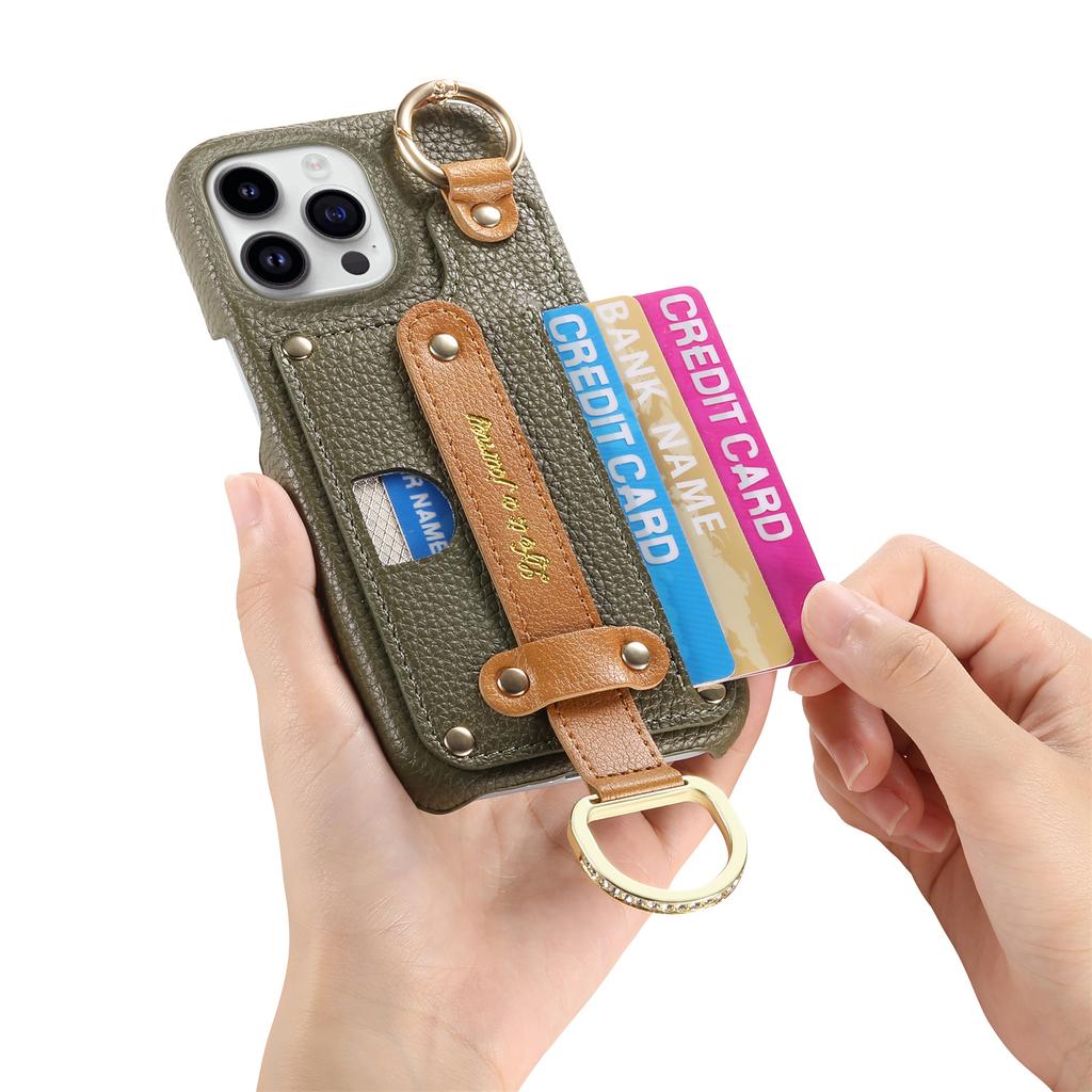 Wrist Strap Ring Stand Phone Case for IPhone 13 12 Mini 16 15 14 11 Pro Max XS XR 7 8 Plus Leather Wallet with Card Holder Cover