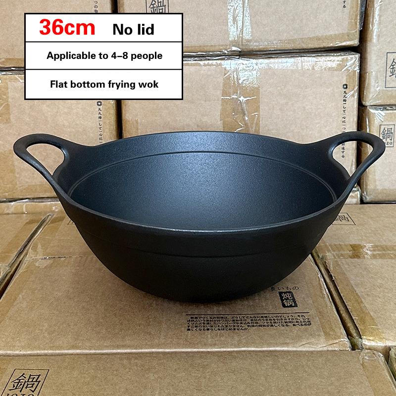 Сковорода Чугунная кастрюля Бытовая большая кастрюля Deepen Old Style Double Ear Бытовая фритюрница Wok 40 см большая чугунная кастрюля