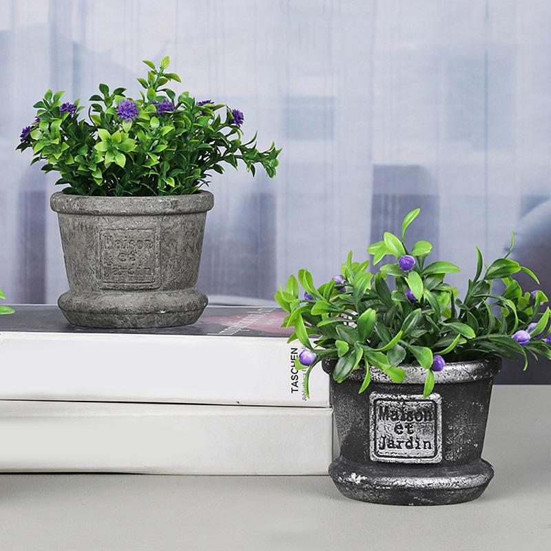 1PC Artificial Bonsai Table Ornaments Flowers Potted Fake Plants Alphabet Pots Desktop Decoration