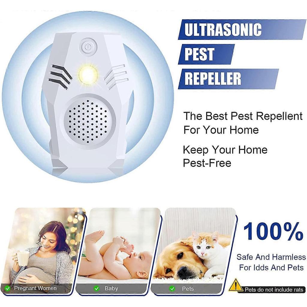 Superior Rodent Repeller, Electronic Ultrasonic Squirrel Mouse Repellent Plug in, Rat Repeller, Repel Rodents, Mice, Rats, Squirrels(White-Blue)