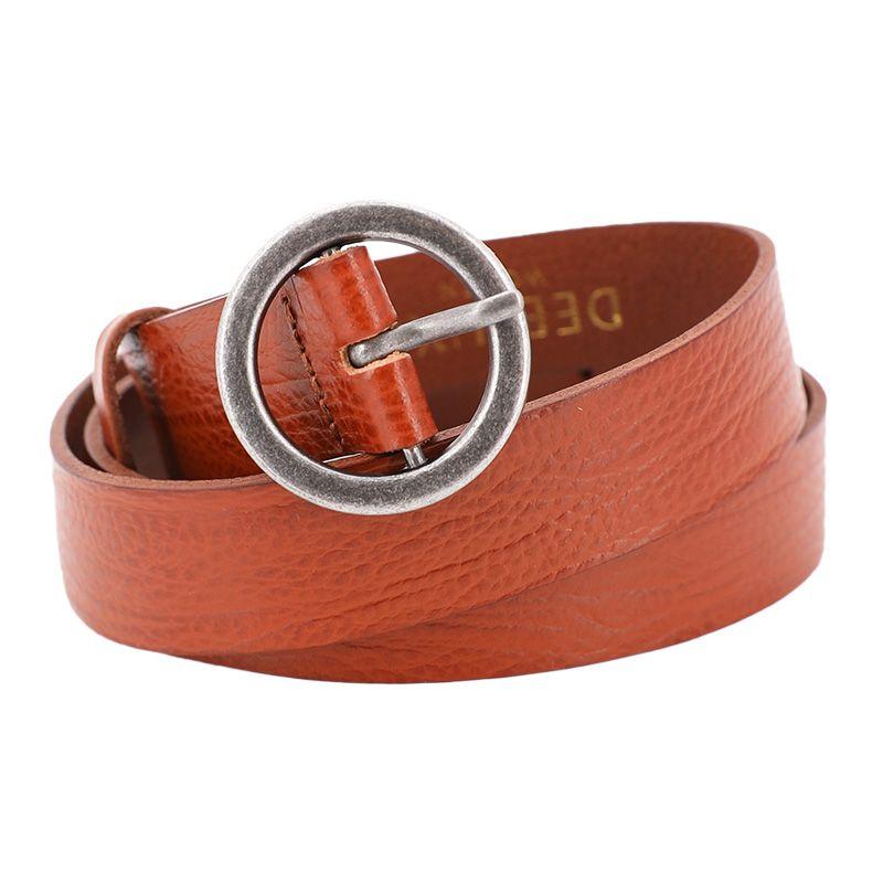 Ремень из зернистой кожи Candice с серебряной пряжкой для женщин DEELUXE 74