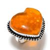 Amber Gemstone 925 Sterling Silver Gift Jewelry Ring Size 8