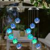 1pc Solar Blue Laser Disco Ball Wind Chime Lights Solar Powered 6 LED Waterproof Outdoor Decorative Lamp For Home Garden Decor