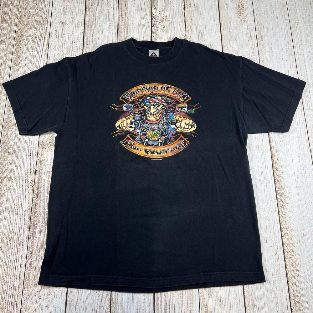 Vintage Y2K Biker T Shirt ZigZag’s American Motorcycle Mens Large Unisex T-Shirt