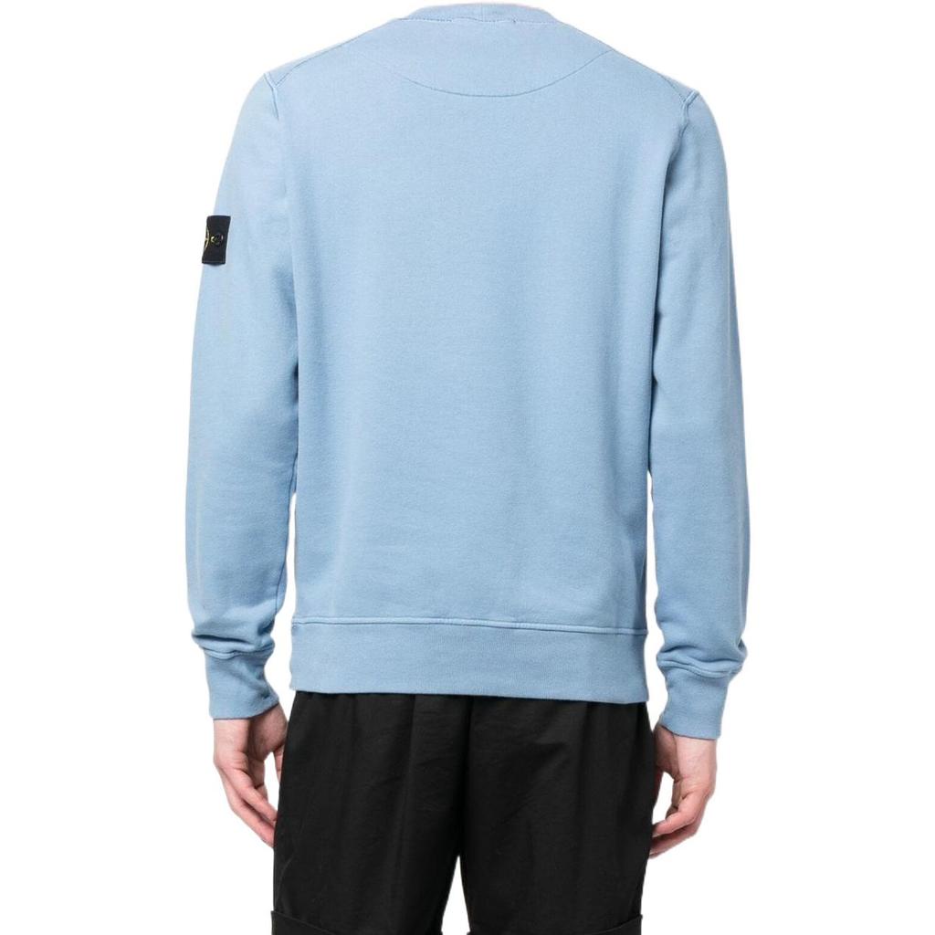 STONE ISLAND FW22 Solid Color Logo Decorated Casual Long Sleeve Sweatshirt Men Sweatshirt Light-Blue 771563020-V0046