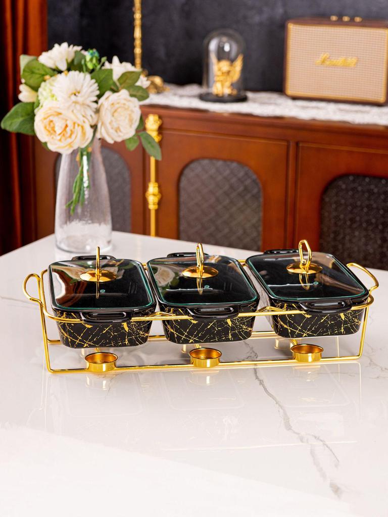 Керамическая кастрюля с двумя ухами и набор для выпечки, 3 предмета