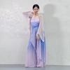 Классическая танцевальная одежда Фиолетовые широкие брюки Китайский современный танец Одежда для выступлений