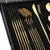 JANKNG Золотой 24 шт. Зеркальный набор столовых приборов из нержавеющей стали, нож, вилка, ложка, набор столовых приборов, роскошная западная подарочная коробка, посуда