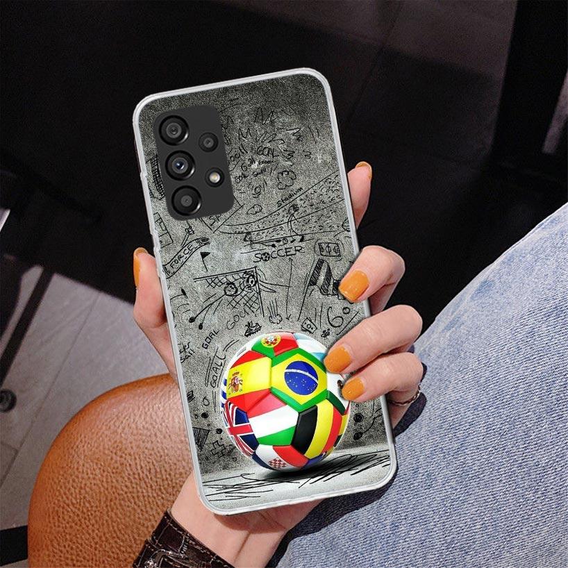 Чехол для телефона с дизайном футбольного мяча для Samsung Galaxy A17 A16 A15 A14 A13 A57 A56 A55 A54 A53 A37 A36 A35 A34 A33 A26 A25 A2