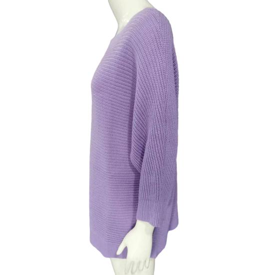 Женский осенне-зимний однотонный вязаный свитер с круглым вырезом и рукавами 3/4, свободный пуловер, топы, трикотаж