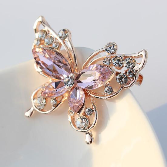 Женская брошь в форме бабочки из нержавеющей стали со стразами разных цветов для выпускного вечера