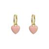 Delicate Sweet Pink Heart Shape Drop Earrings for Women Romantic Gold Color Geometry Hoop Earring Girls Party Daily Jewelry Gift