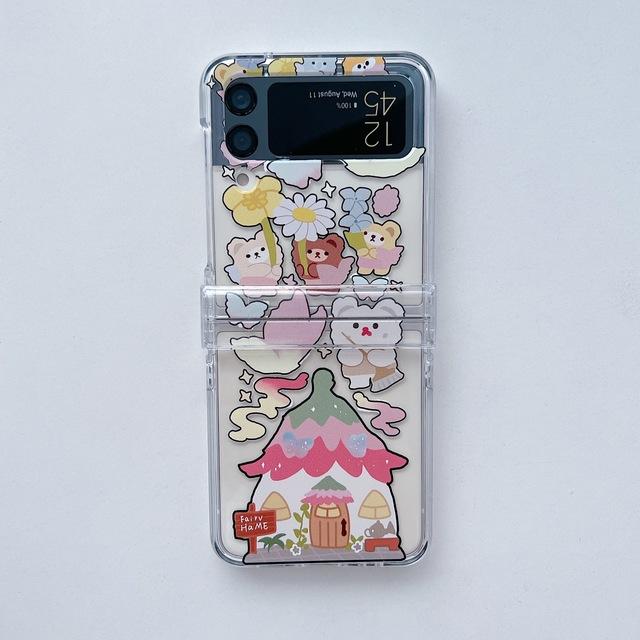 Для Samsung Galaxy Z Flip 4 3 чехол с милой мультяшной росписью, красочный прозрачный складной противоударный защитный чехол, аксессуары