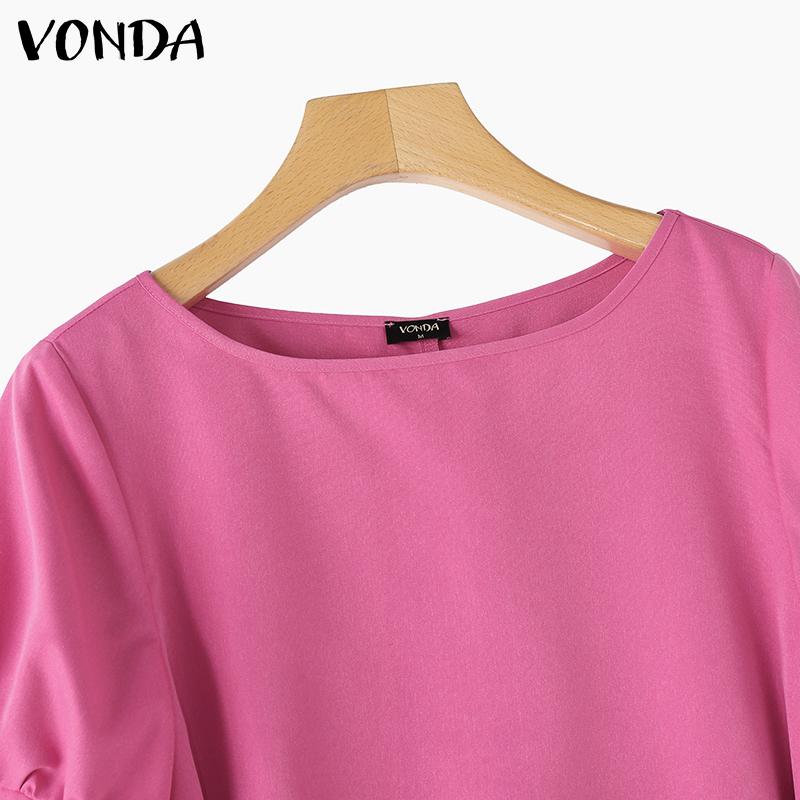 VONDA Женские элегантные платья с круглым вырезом и коротким рукавом с бантом и узлом А-силуэта