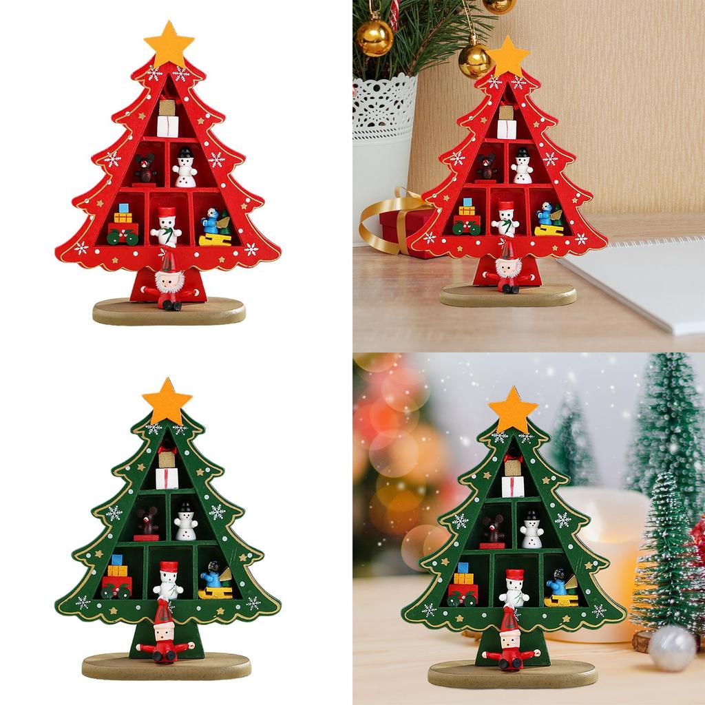 Деревянная новогодняя елка, украшение для рабочего стола, компактное, легкое, для рождественских праздников, домашних праздников, рождественской вечеринки