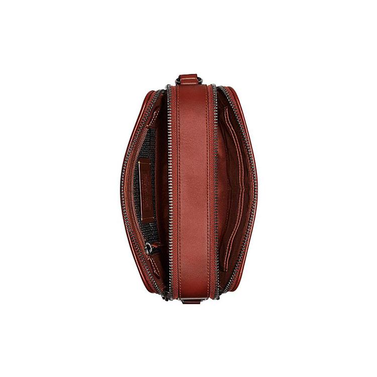 New COACH Charter Cow Leather Small Square Bag Shoulder Bag, Crossbody Bag Medium Size Men's Brown Yellow & Rusty Red CF075-NU3