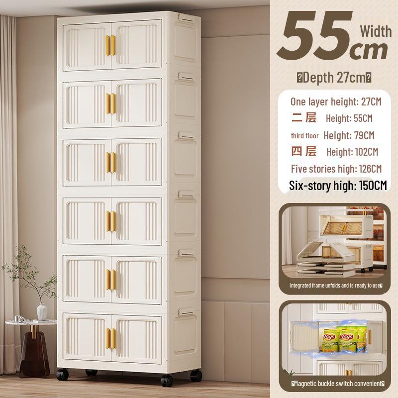 Portable Multi-Layer Folding Storage Cabinet for Kitchen and Living Room