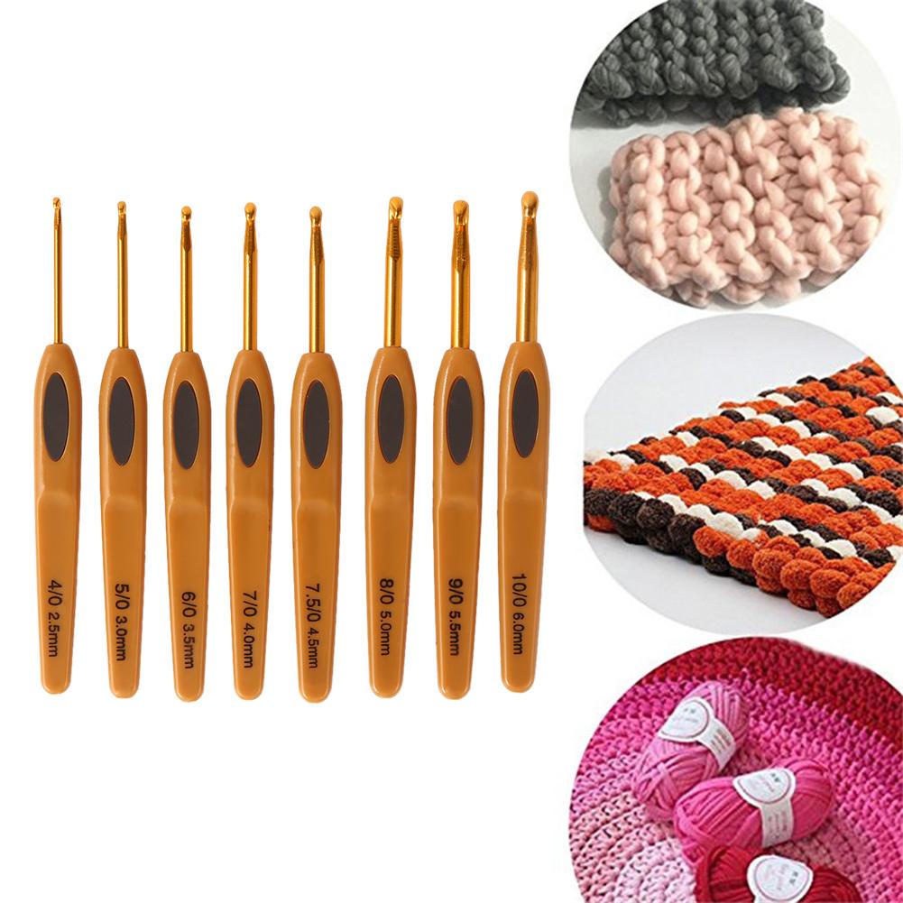 8Pcs Crochet Hooks Set ABS Handle Aluminium Knitting Needles Set Multifunction Yarn Knitting Needles Ergonomic for Handcraft