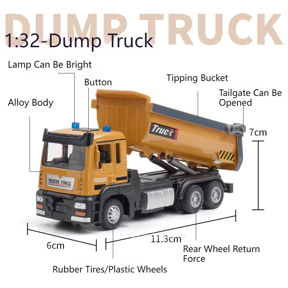 1/32 САМОСВАЛ Модель Игрушки Машина Литая Машина Инженерная Машина Металлический Корпус Резиновые Шины Звук Свет Инерционный Механизм Игрушка Подарок На День Рождения