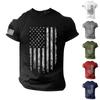 Men's Summer Short Sleeve Printed T-Shirt Casual Neck Retro Printed Independence Day T-Shirt Street Track Tops
