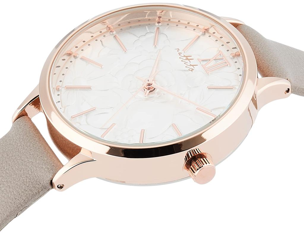 Аналоговые наручные часы Repia с розовым золотом и цветочным узором, кожаный ремешок серого цвета [Fieldwork] GY045-1 женские