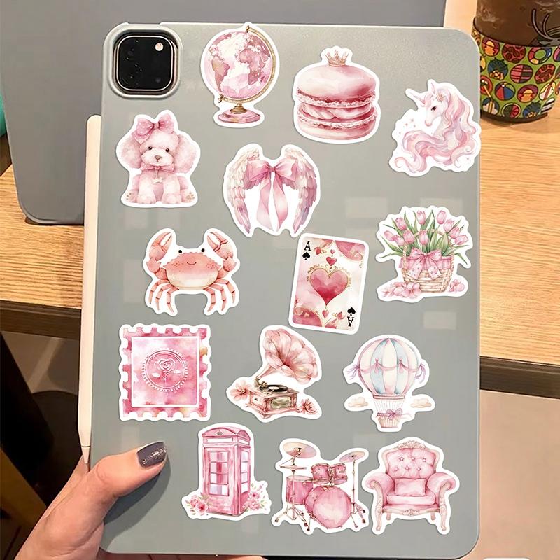 50 шт. Розовые эстетичные наклейки для девочек, для скрапбукинга, ноутбука, багажа, телефона, планшета, забавные канцелярские наклейки