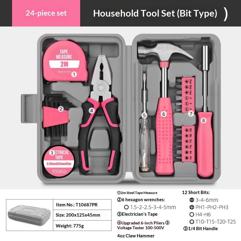 13/24 шт. Набор инструментов DIY для женщин, мини-домашний ящик для инструментов с молотком, плоскогубцами, гаечным ключом, отверткой, базовые стартовые инструменты