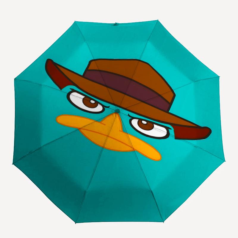 1pc Phineas Ferb Umbrella, Sun Protection, And UV Shielding. It Has Eight Sturdy Ribs for Outdoor Use And Perfect As a Holiday Gift