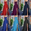 2025 New Bridesmaid Dress, Long Spaghetti Strap Gown with Small Train, Elegant Solid Color Evening Party Dress