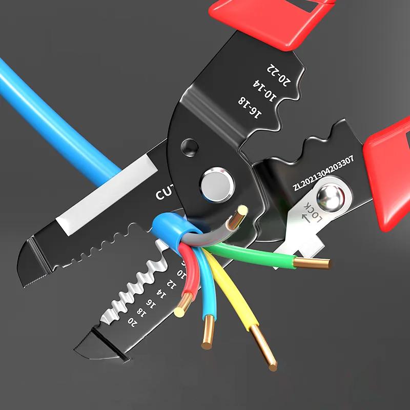 Новый инструмент для зачистки проводов Многофункциональные плоскогубцы для вытягивания Кусачки для ремонта Ножницы для зачистки проводов Электрик Клещи для обжима Ручной инструмент