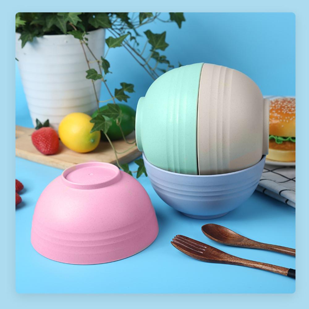 Wheat Straw Divided Dining Bowl Nordic Colored Cereal Bowls Household Use Dinner Bowl