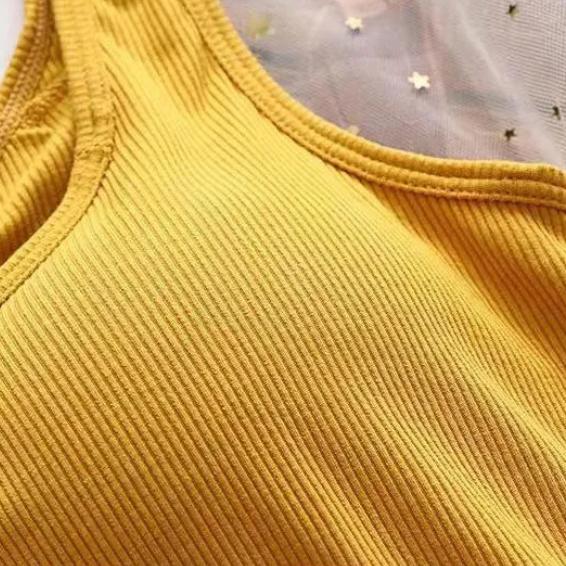 Бюстгальтер цельный жилет Женская футболка без рукавов Топ с маленькими подтяжками и подкладкой для бюстгальтера Бюстгальтер