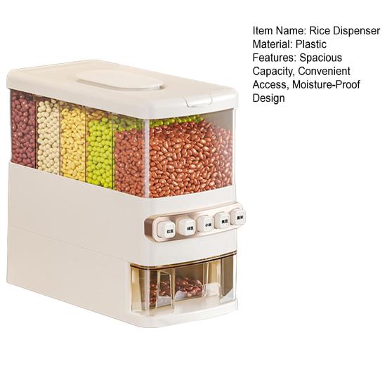 Диспенсер для риса с защитой от насекомых, влагонепроницаемый дизайн, пищевой пластик, контейнер для хранения зерна сверхбольшой вместимости