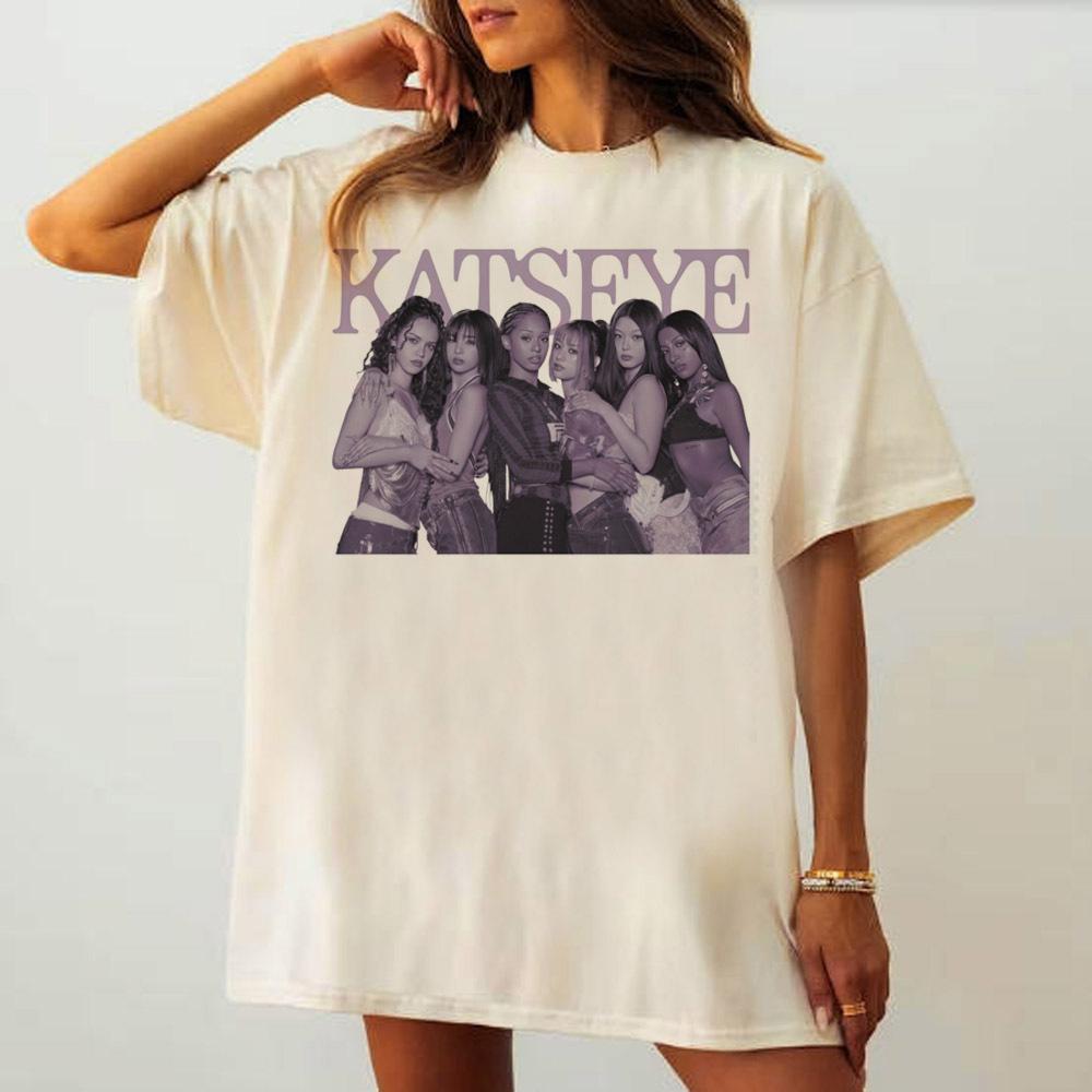 Katseye shirt female 80s 2000s Psychedelic Graphic Breathable hip hop shirt Graphic 80s aesthetic harajuku