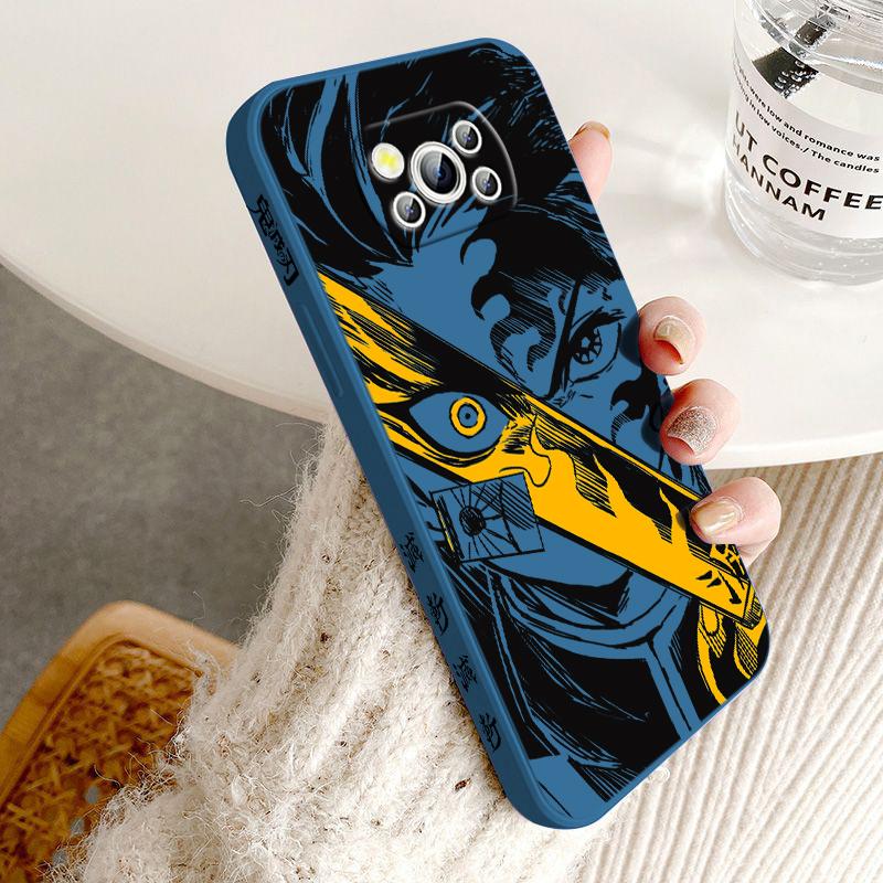 Demon Slayer Cute For POCO M5S M4 M3 C55 C50 C40 C3 X5 X4 X3 X2 F5 F4 F3 Pro GT NFC Liquid Left Rope Phone Case
