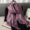 Luxury Gradient Silk Scarf Women Brand Solid Femme Shawls Wraps Bandana Head Foulard Fashion Lady Hijab Wedding Poncho