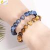 26 Letter A-Z Initial Heart Shape Crystal Bracelets Real Natural Stone Beads Amethysts Obsidian Sodalite Bracelet for Lover H283
