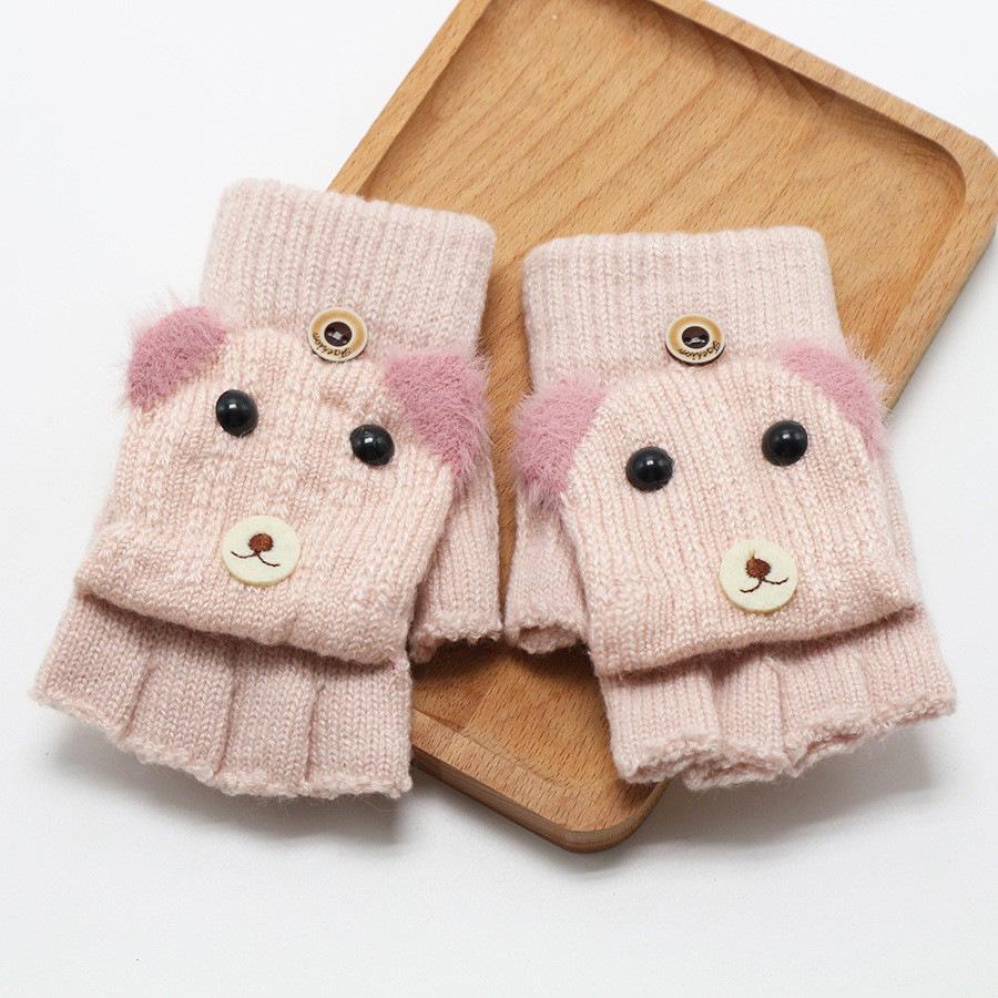 Kids' Winter Fingerless Flip-Top Writing Gloves – Warm Half-Finger Gloves for Boys & Girls