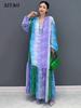 Tie Dye V-neck Patchwork Dresses  LJ1004