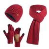 3Pcs/Set Ear Protection Women Hats Scarf Gloves Set Warm Touchscreen Gloves Knitted Hat  Outdoor