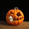 Halloween Pumpkin Decoration with Lights Halloween Spooky Skull Figurines Lantern Indoor Ornaments for Tabletop Desk Home