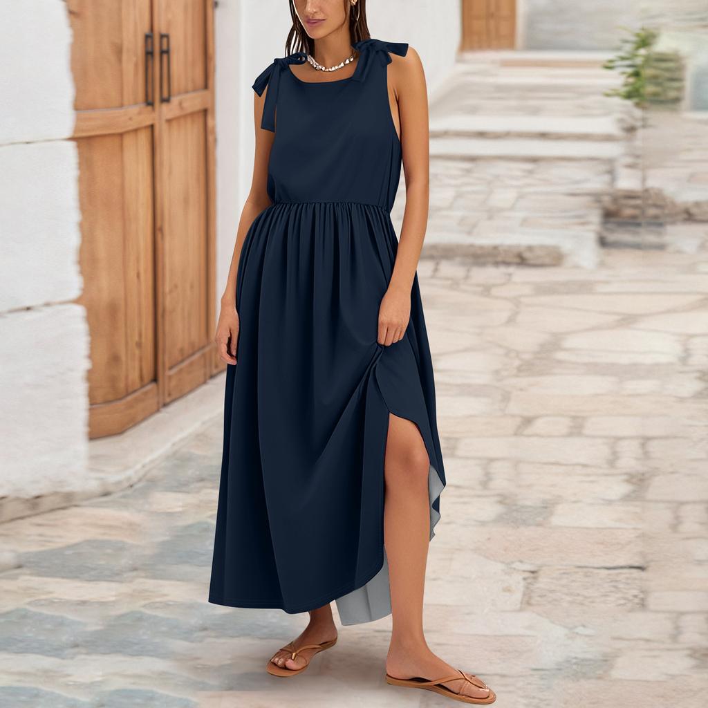 Женское летнее модное платье-майка А-силуэта без рукавов повседневное платье с цветочным принтом/однотонными карманами