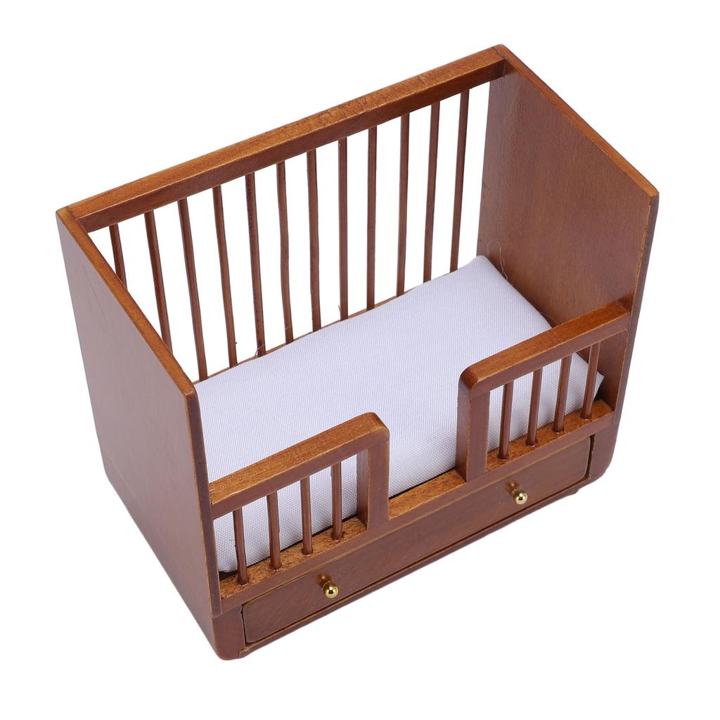 1:Мебель для кукольного домика в масштабе 1:12, кроватка из березового дерева, кукольное украшение, детализированная реалистичная миниатюра