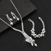 Bright Rhombus Rhinestone Pendant Necklace Earrings Bracelet Bridal Jewelry Wedding Set
