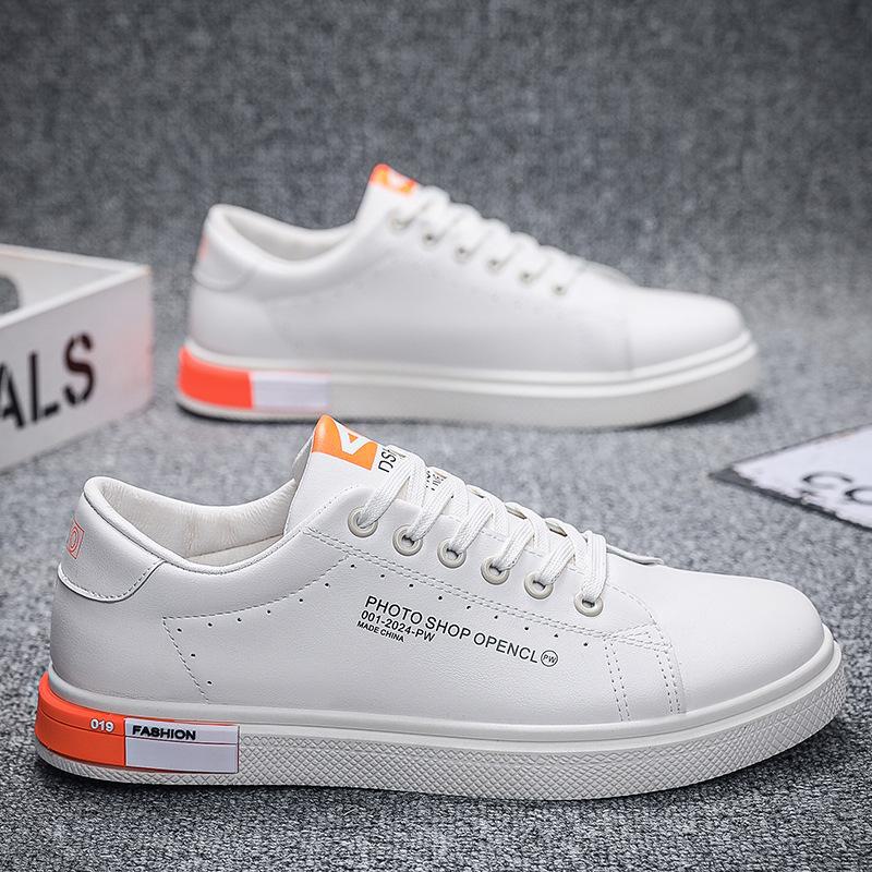 Модные мужские белые весенние кроссовки — универсальные, водонепроницаемые, с мягкой подошвой, в корейском повседневном стиле и стиле скейтбординга.